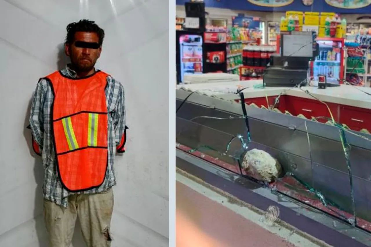 Rompe cristales de tienda de conveniencia y lo detienen