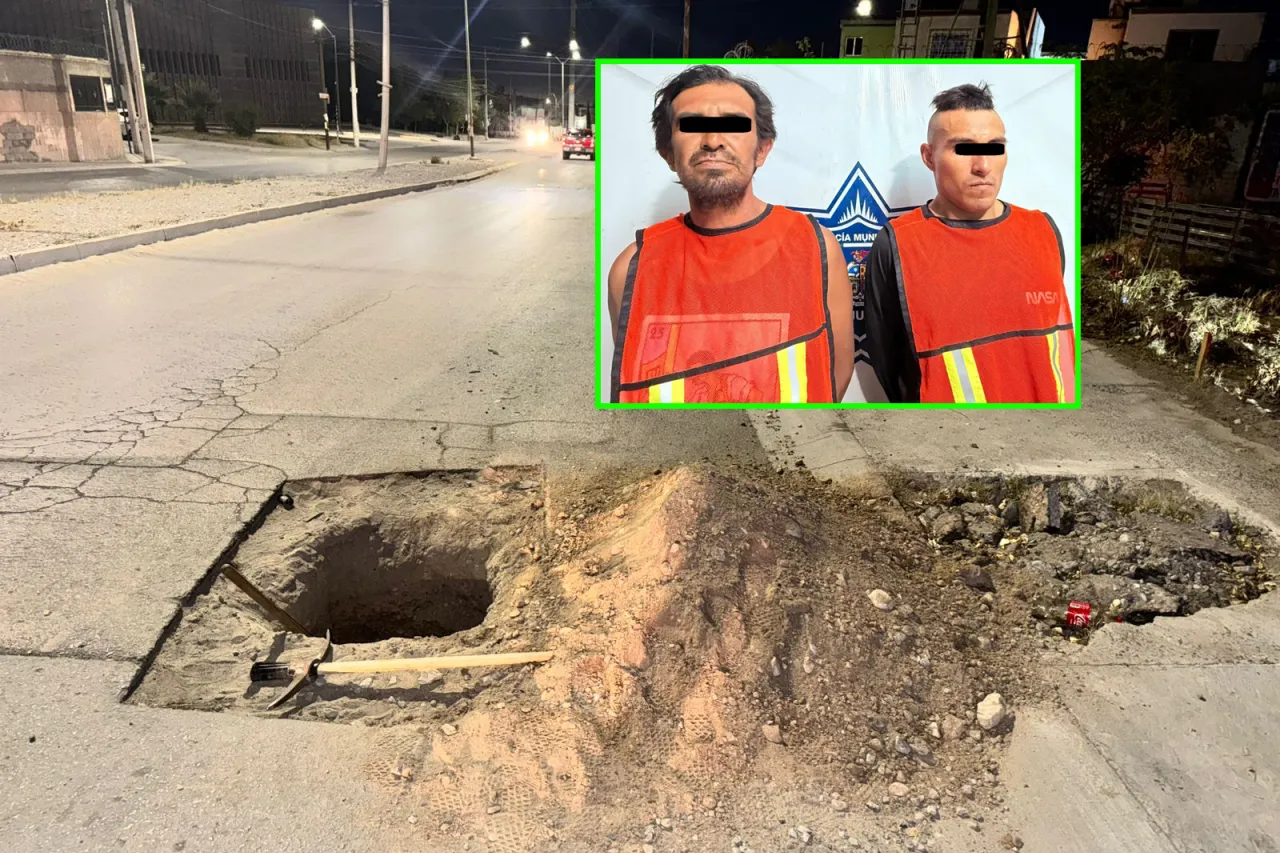Arrestan a 2 por hacer hoyo en la calle sin permiso