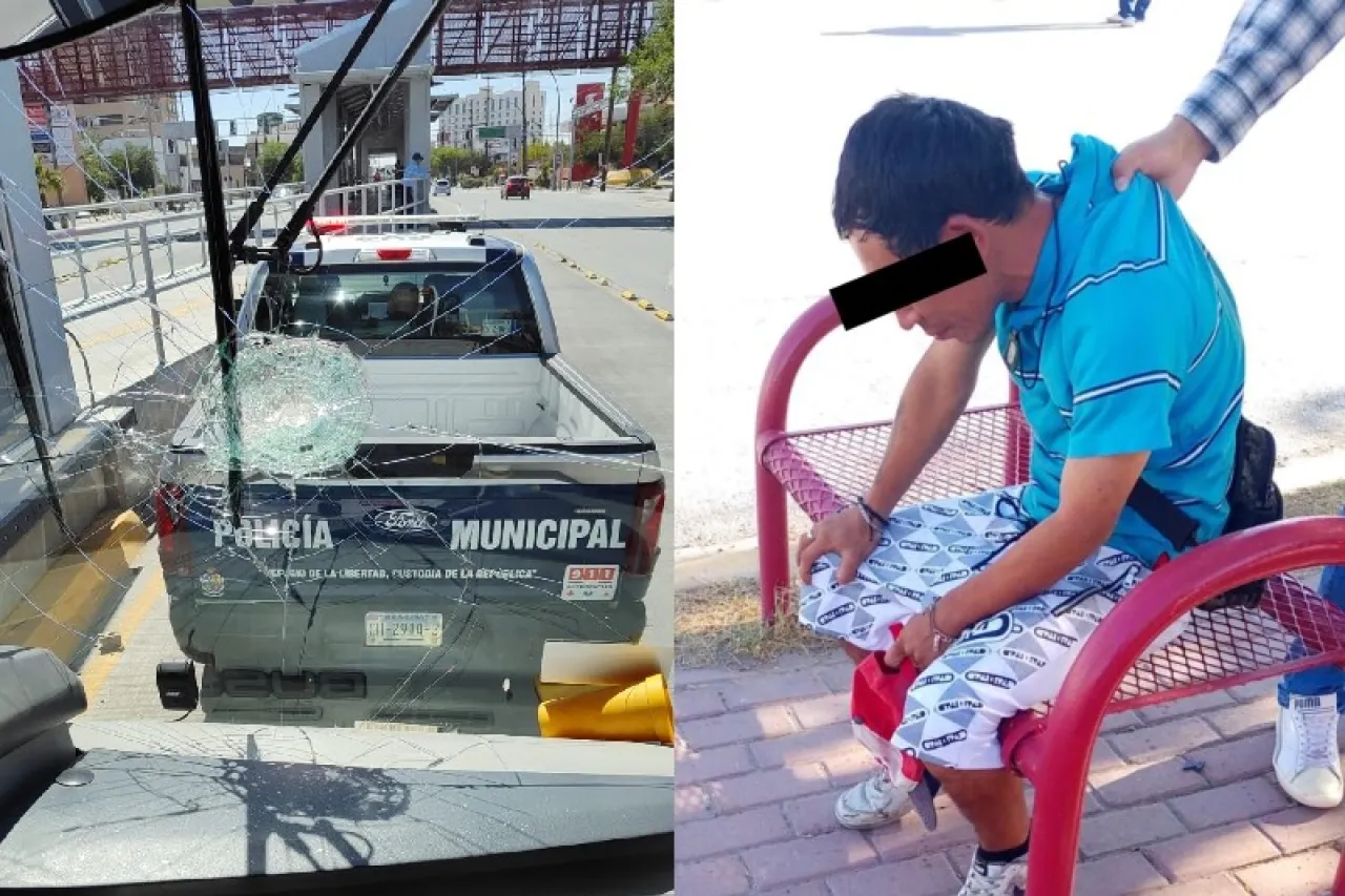 Detienen a sujeto por dañar unidad del JuárezBus con una piedra
