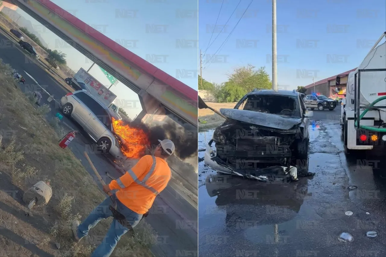 Se incendia camioneta en la Pérez Serna