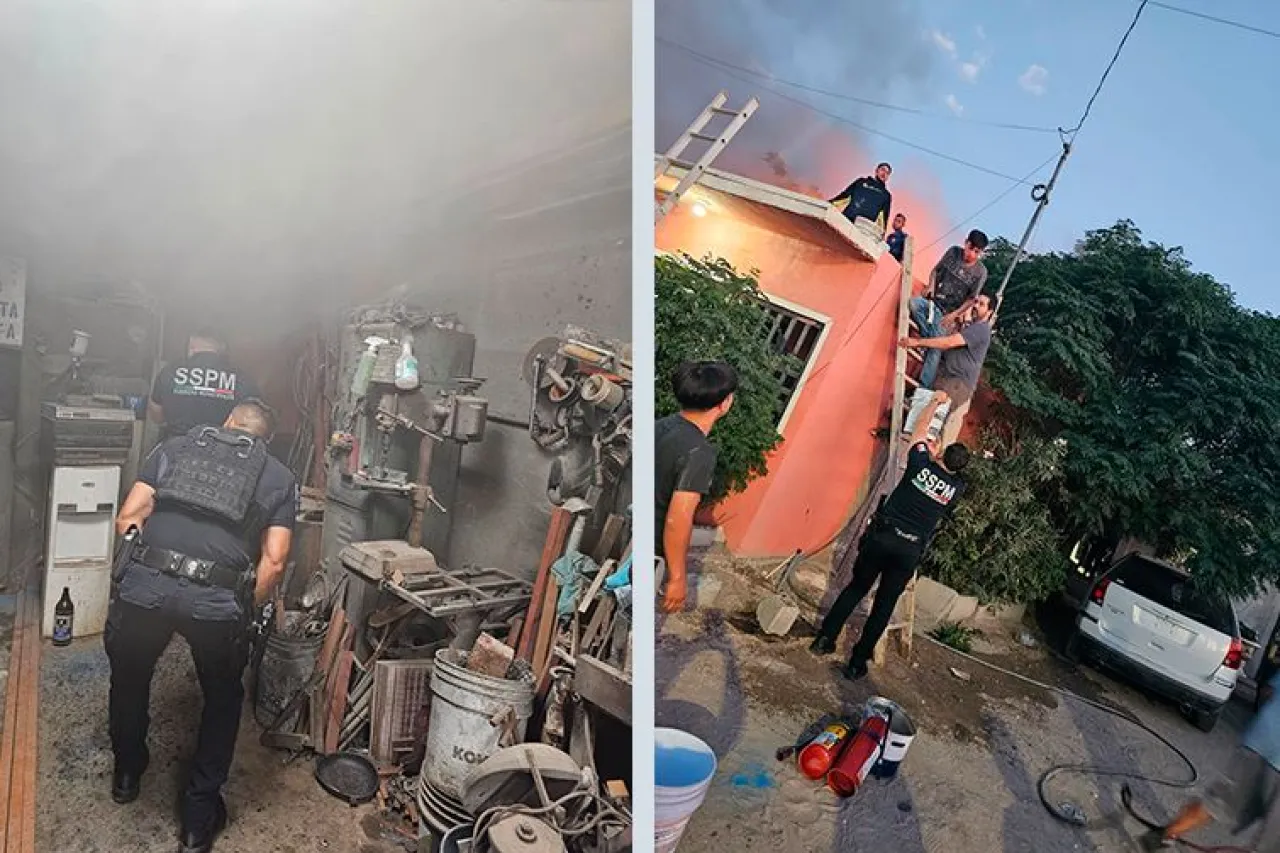 Ayudan municipales a sofocar incendio en la colonia Granjas de Chapultepec