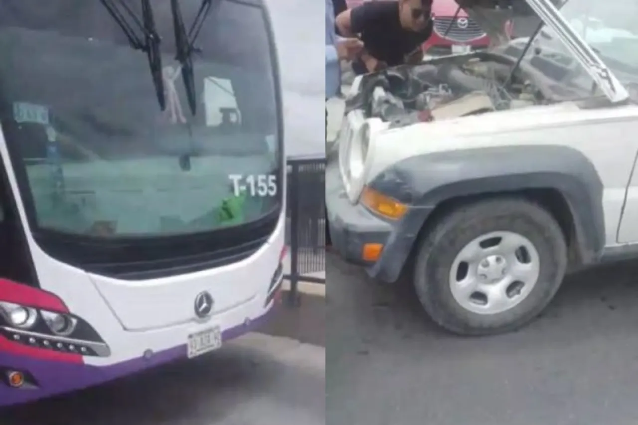 Auxilia chofer del Juárez Bus en conato de incendio en vehículo
