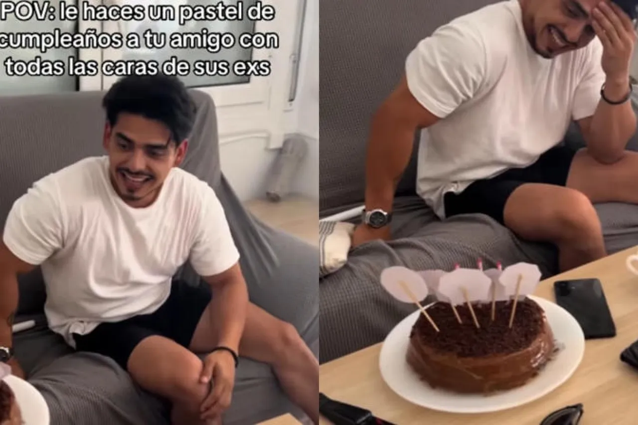 'No sabe por cuál llorar'; le decoran pastel de cumpleaños con todas sus ex