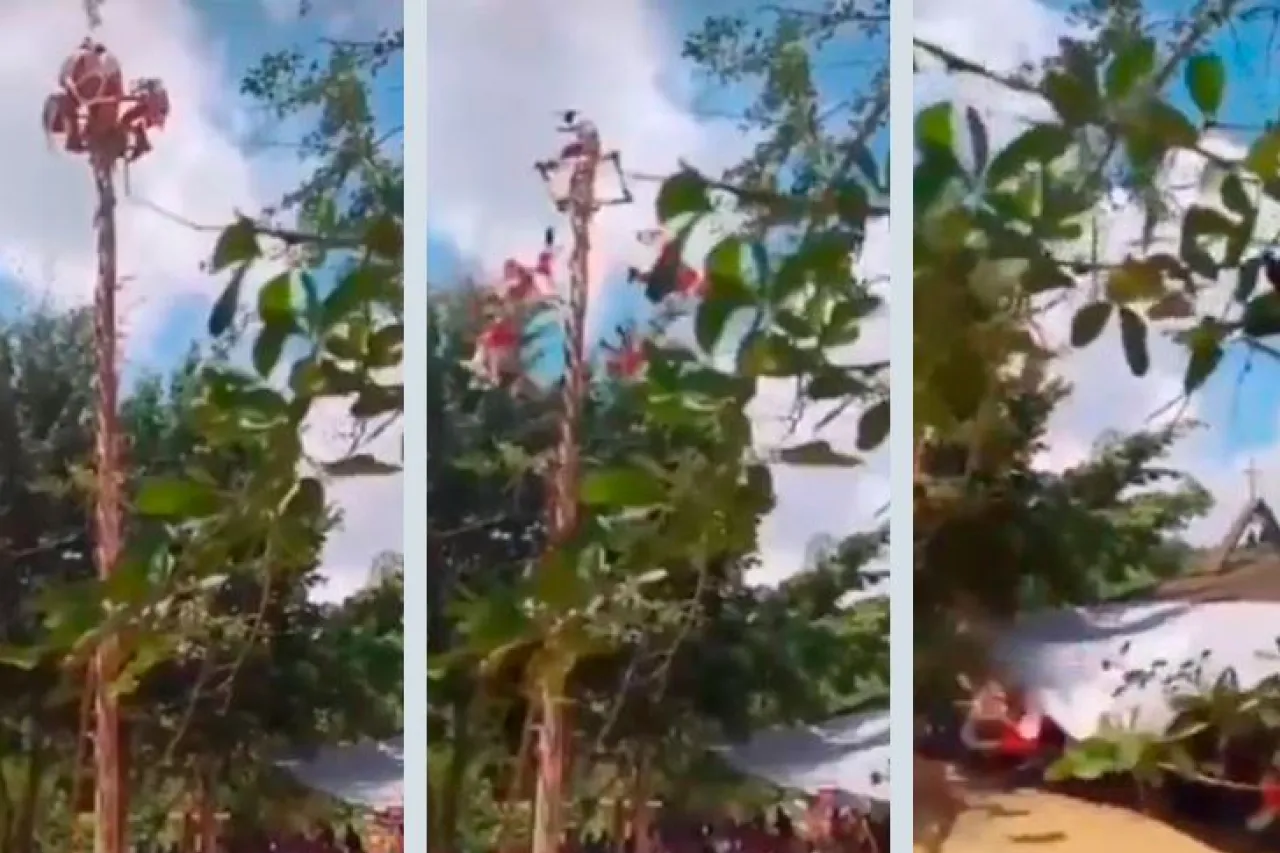 Video: Colapsa estructura en ritual de voladores de Papantla