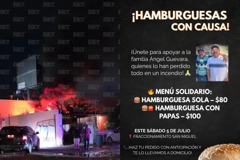 Invitan a hamburguesada en apoyo a familia que perdió todo en incendio