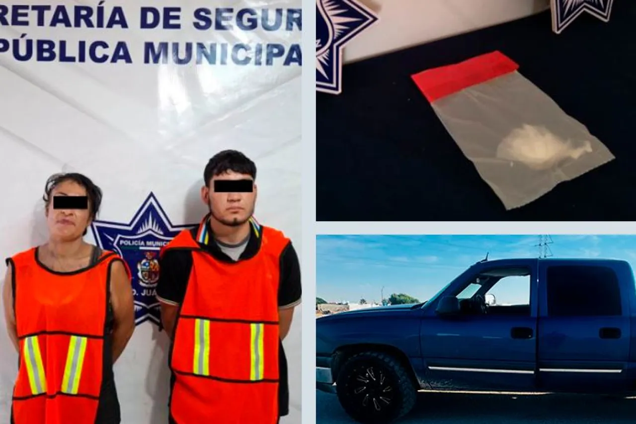 Caen por alta velocidad en camioneta robada y les hallan droga