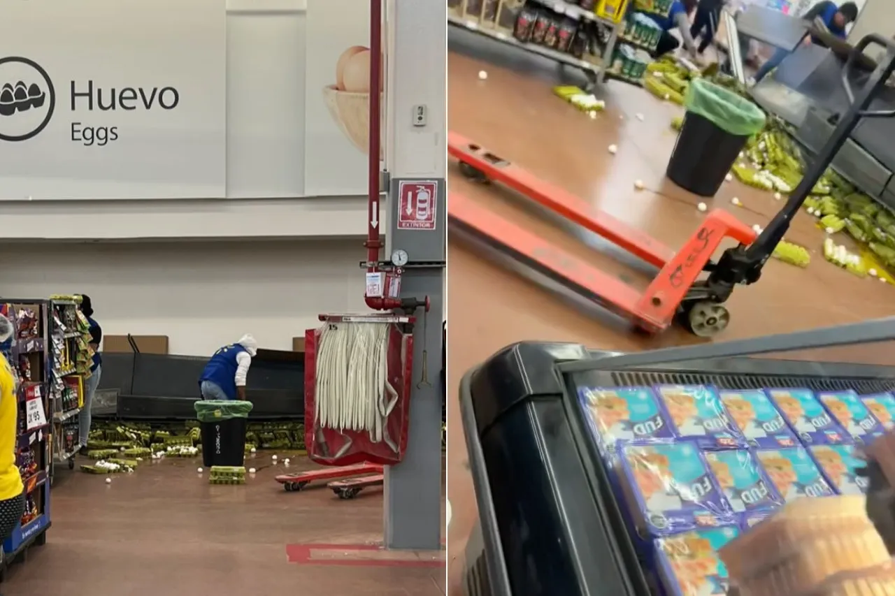 'Fue un mal día'; promotora en Walmart tira anaquel con cientos de huevos