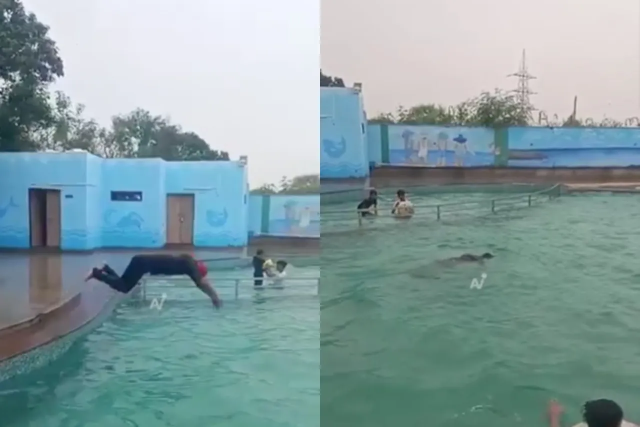 Hombre hace acrobacia en alberca y aparece flotando sin vida