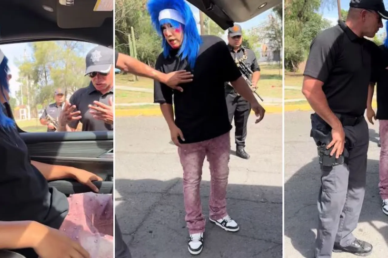 ¡Se pasaron de payasos! Hacen broma a policía en pleno retén