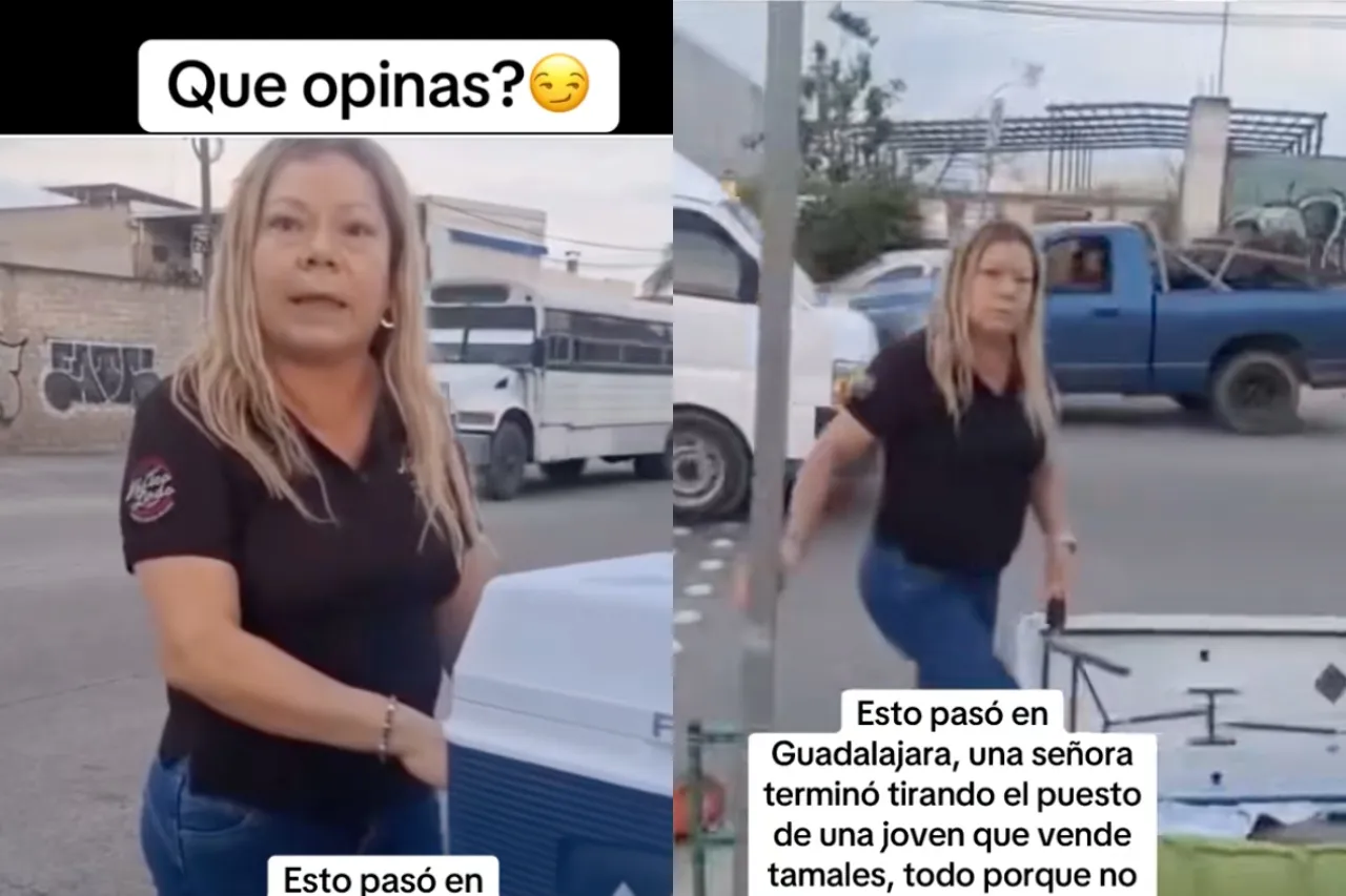 'Tengo prisa'; mujer tira puesto de tamales tras discusión de tránsito