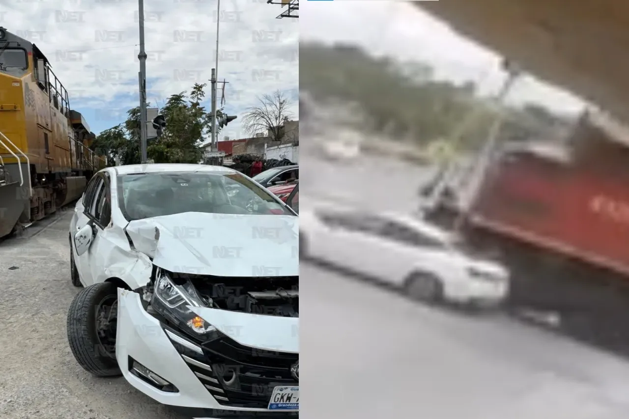 Video: Así impactó tren a auto en Juárez