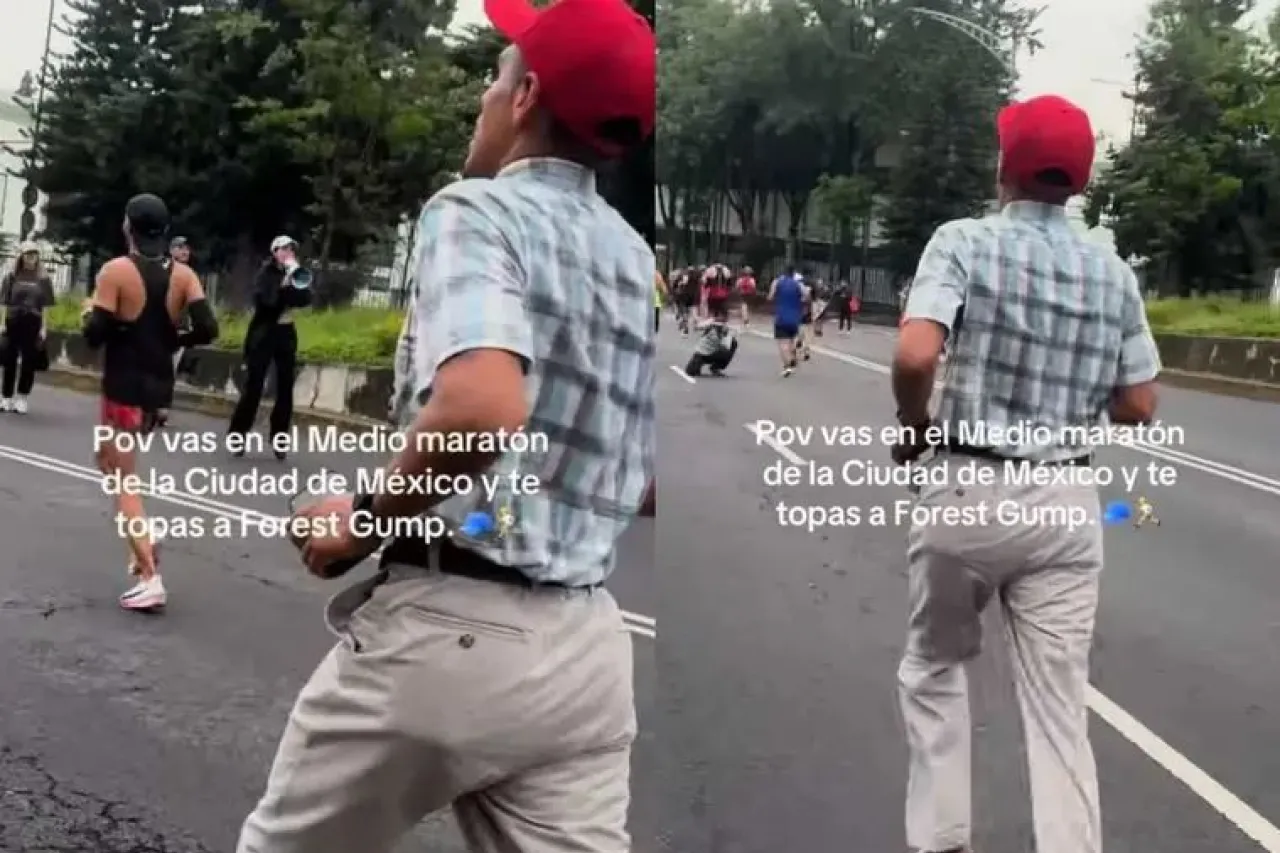 Corre medio maratón vestido como Forrest Gump y se viraliza