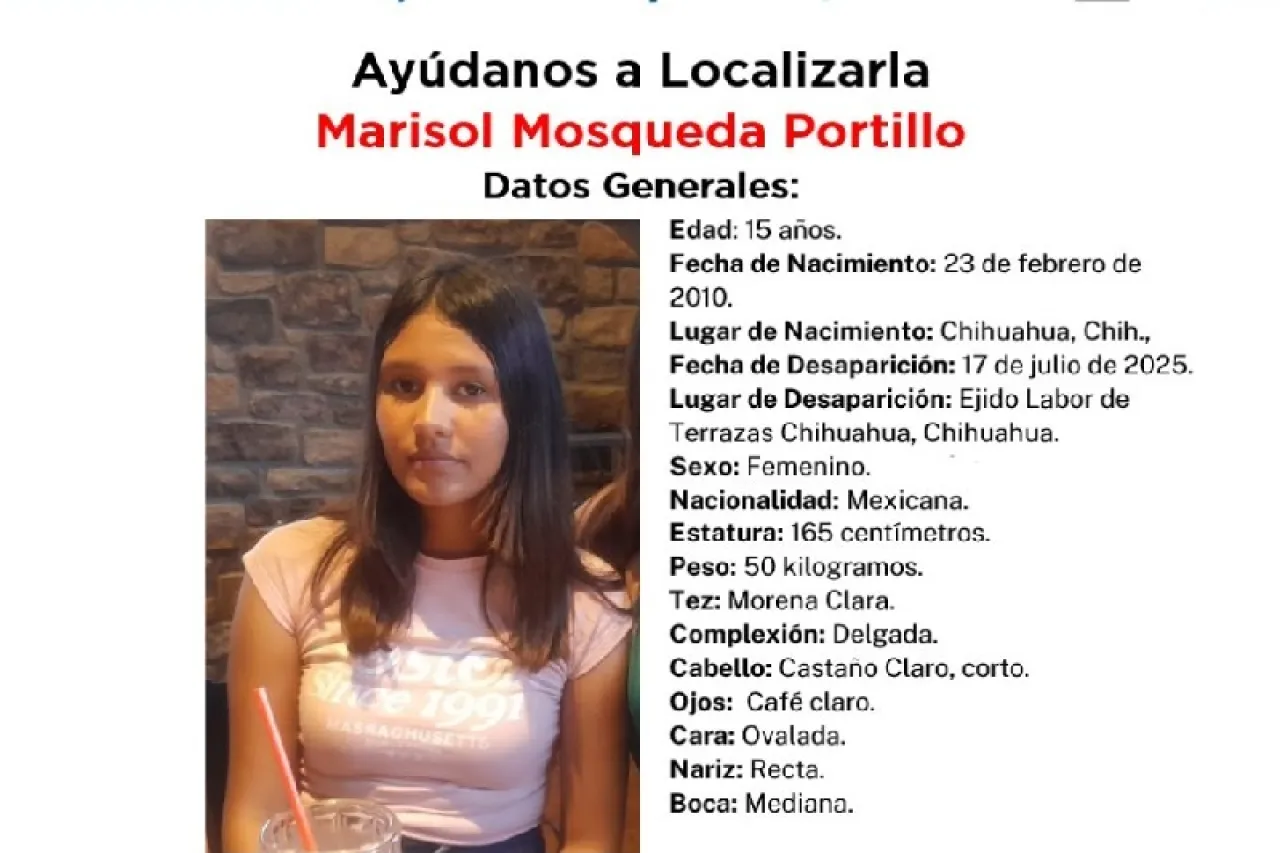 Buscan a menor de 15 años desaparecida en la zona rural de Chihuahua
