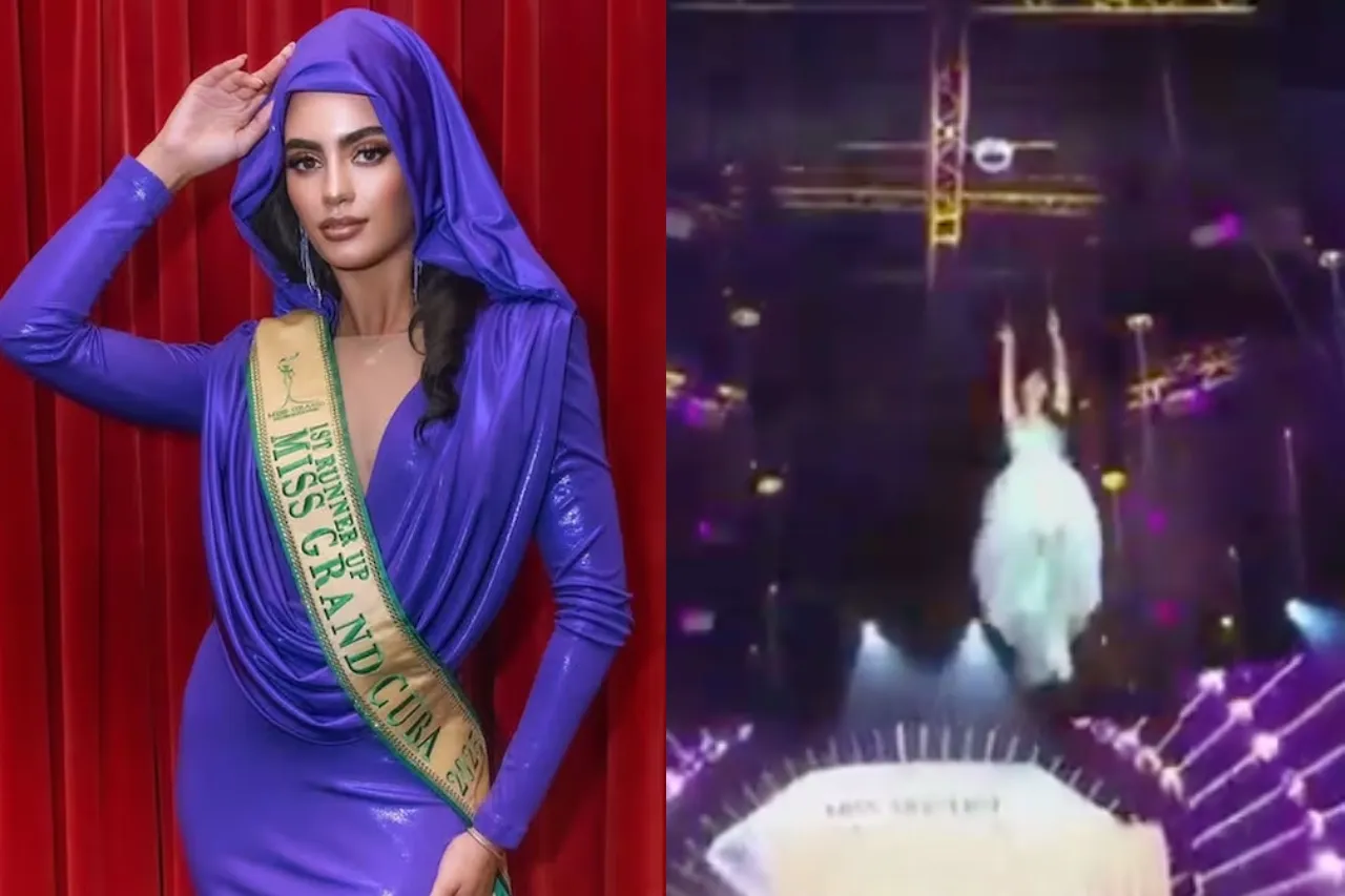 Participante del reality 'Miss Universe Latina' sufre terrible caída en vivo