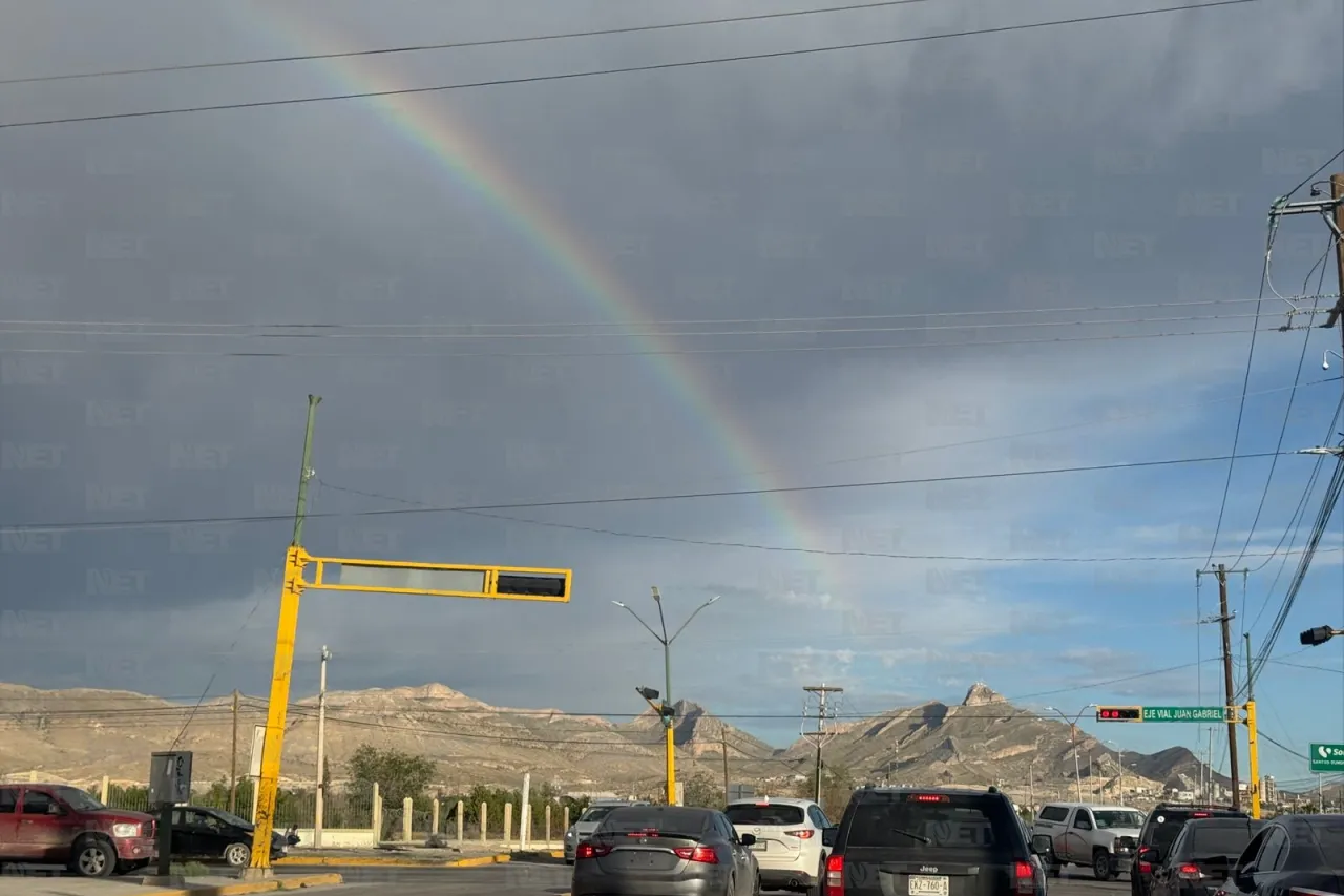 Arcoíris sorprende a Juárez tras lluvias de madrugada