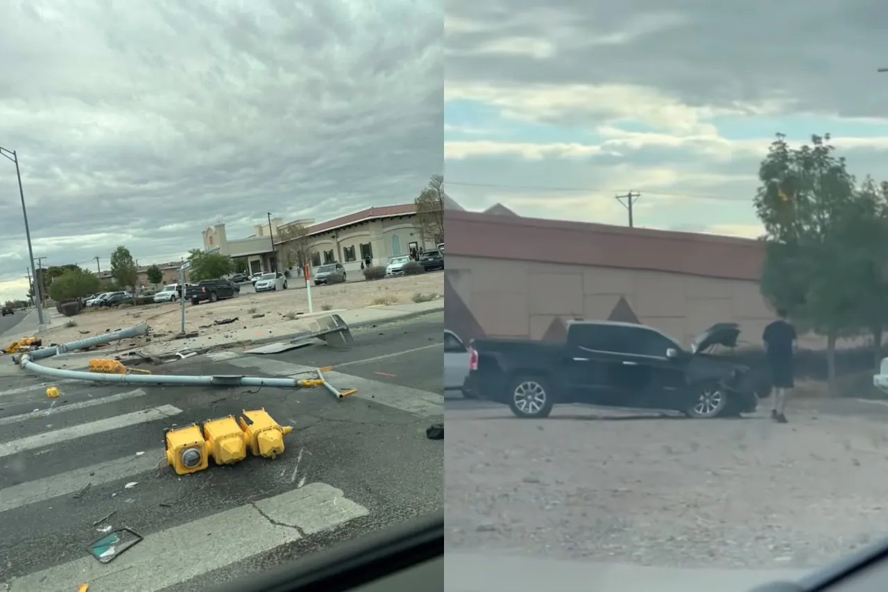 Se estrella camioneta y tira semáforo en El Paso