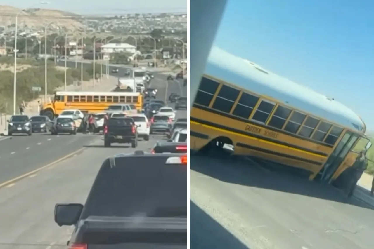 Se accidenta camión escolar lleno de estudiantes en El Paso