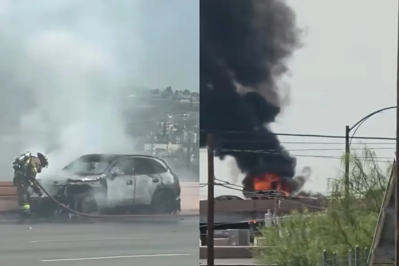 Consume incendio auto en  I-10 West en El Paso