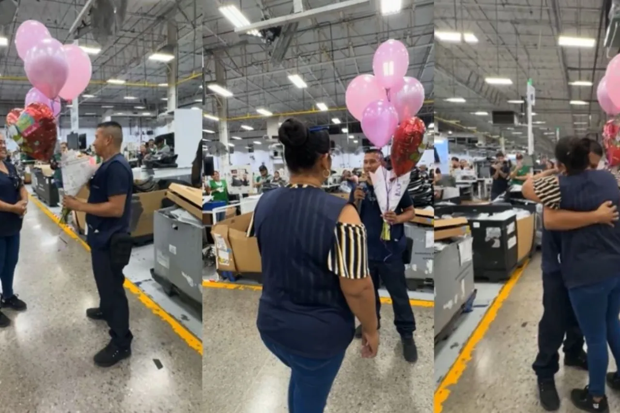 Amor de maquila: le propone matrimonio a su pareja en jornada laboral