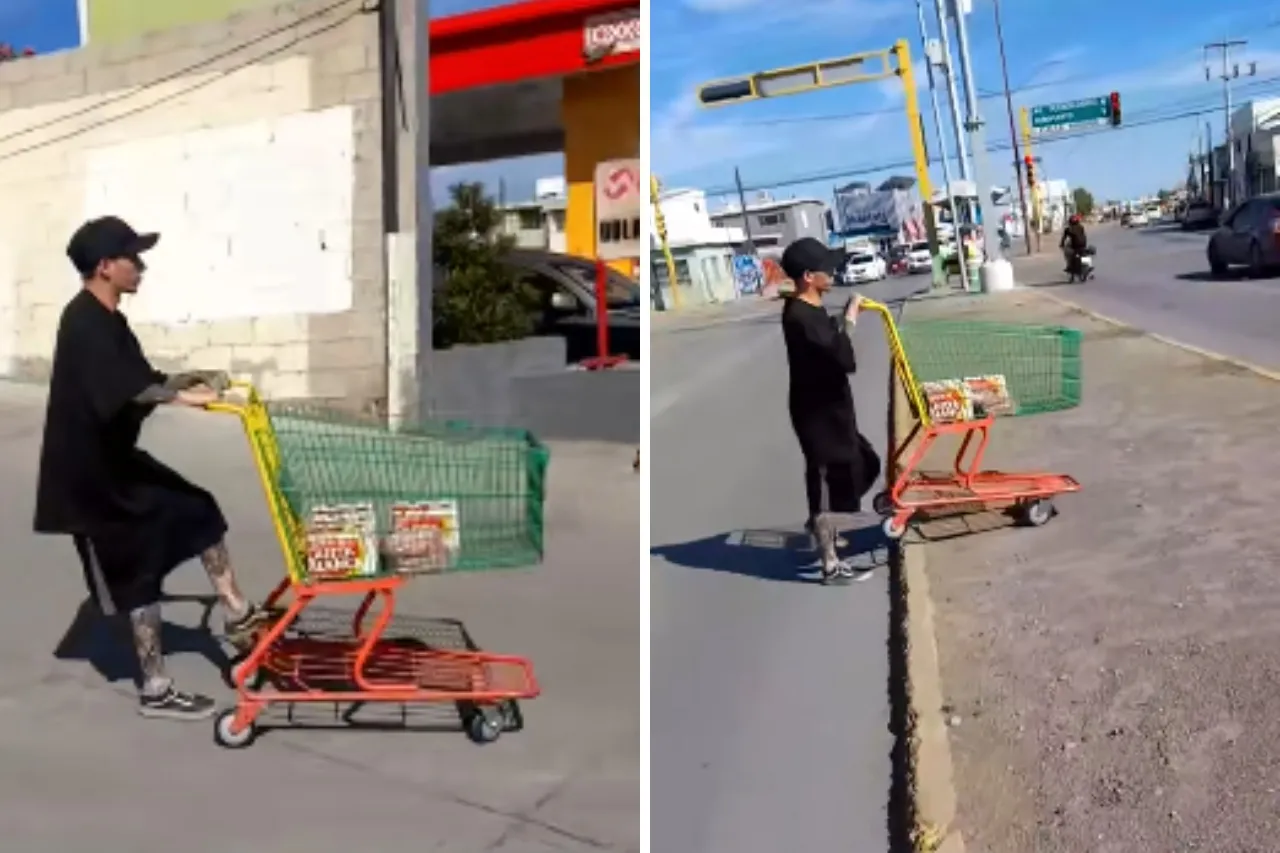 Noruego se lleva carrito de supermercado de Ciudad Juárez 'porque los regalan'