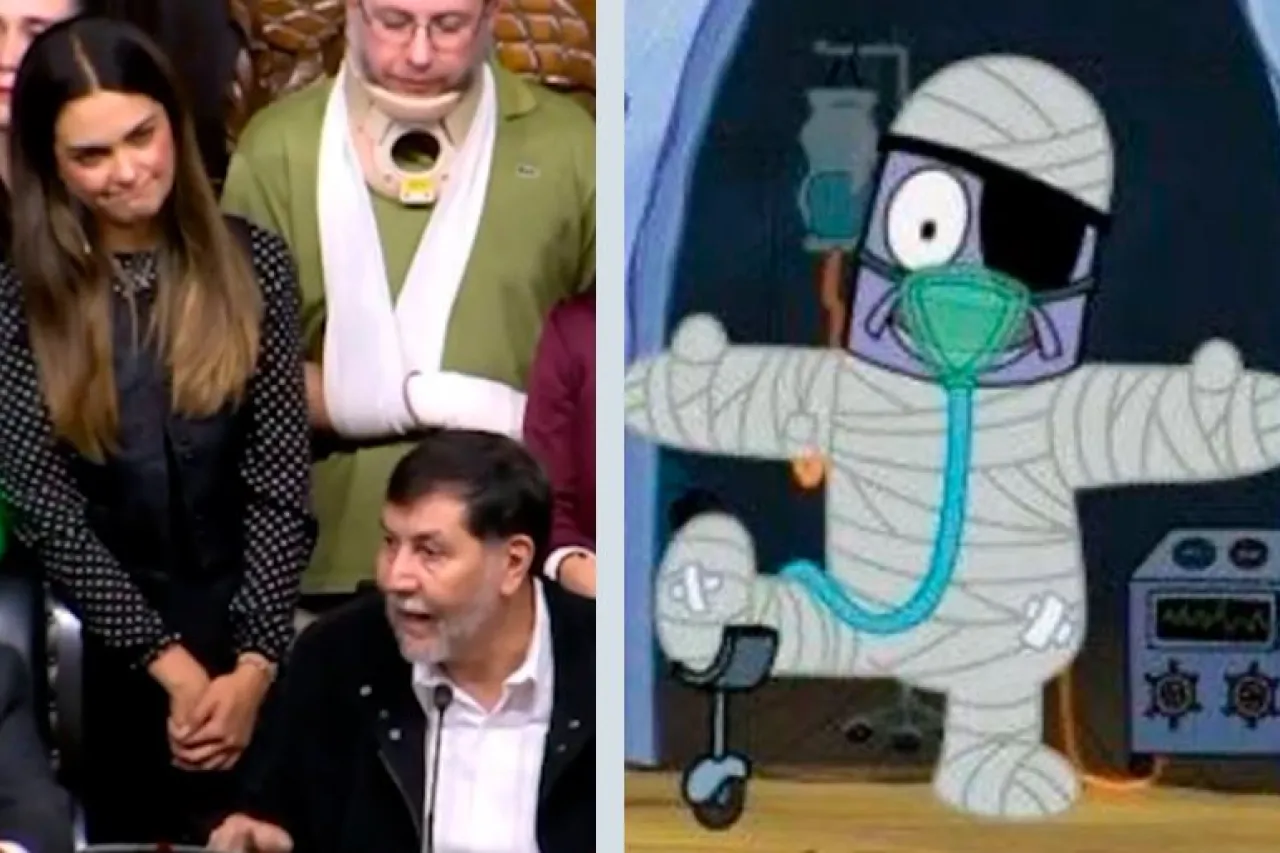 Tunden los memes también a asesor de Noroña por collarín en conferencia