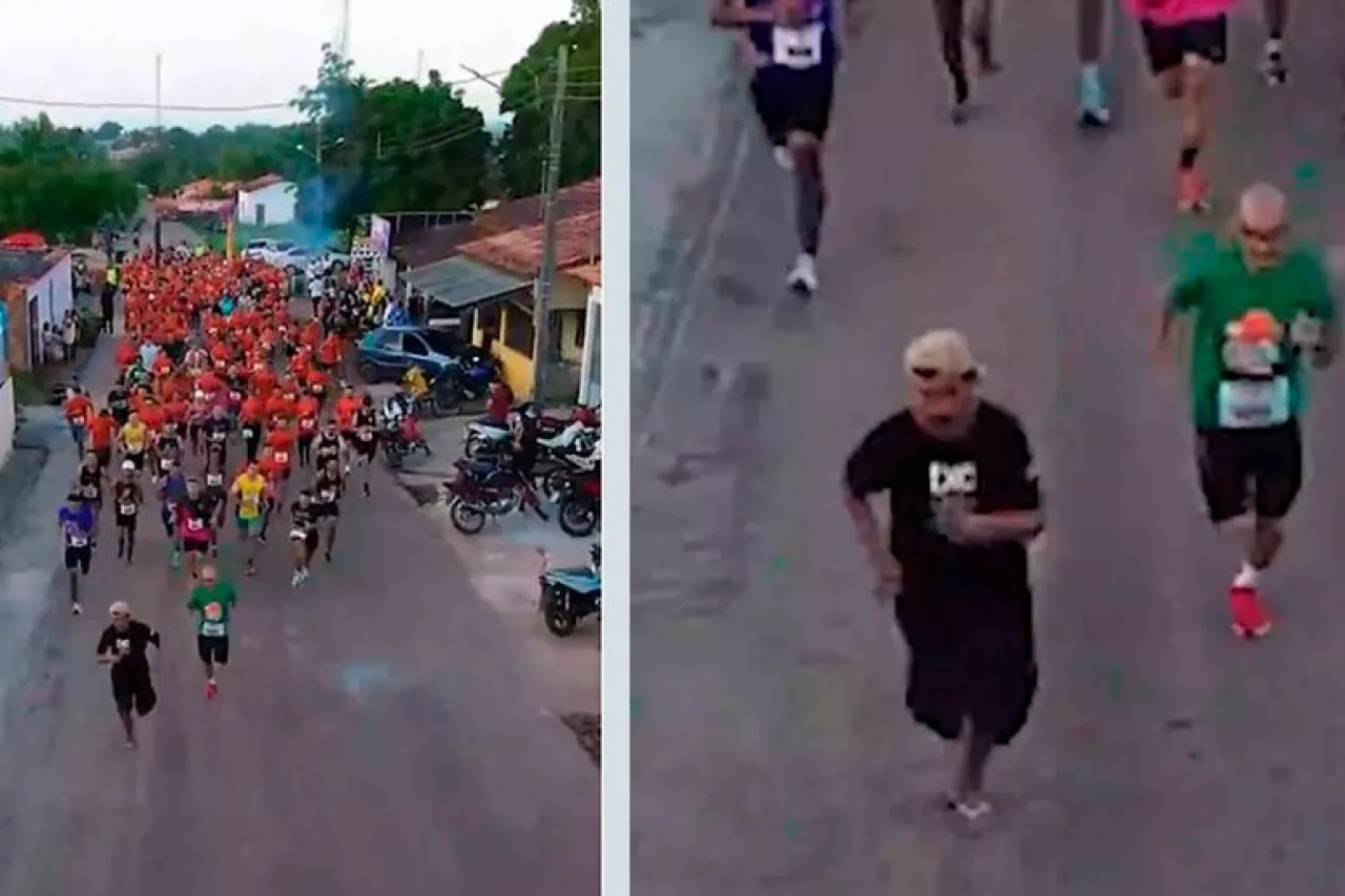 Video: Ebrio en huaraches se une a carrera y consigue medalla