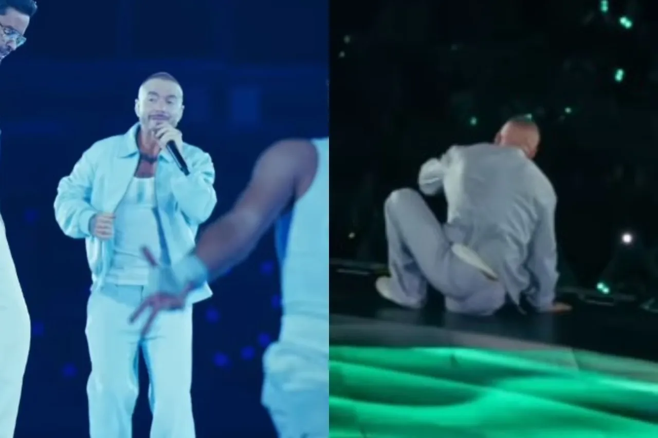 J Balvin sufre caída al romperse el escenario