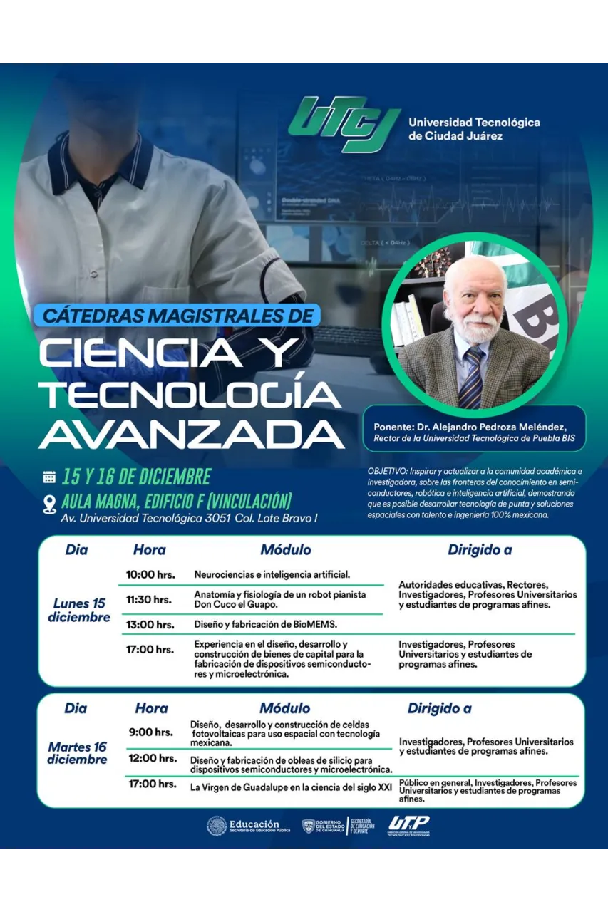 Invita UTCJ a conferencias magistrales del doctor Alejandro Pedroza ...