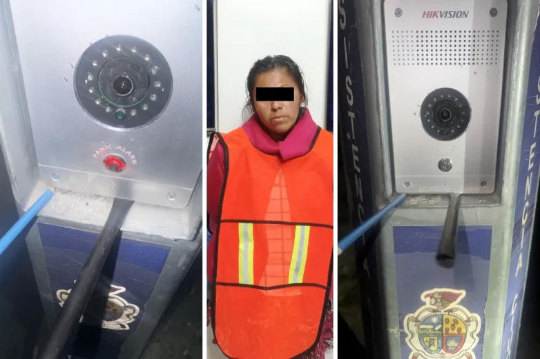 Arrestan a mujer tras causar daños a cámara de seguridad municipal