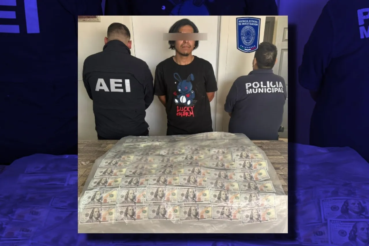 Traía 20 mil dólares falsos con la leyenda 'COPY' y lo arrestan