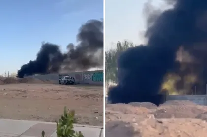 Moviliza a bomberos incendio en el sur de Juárez