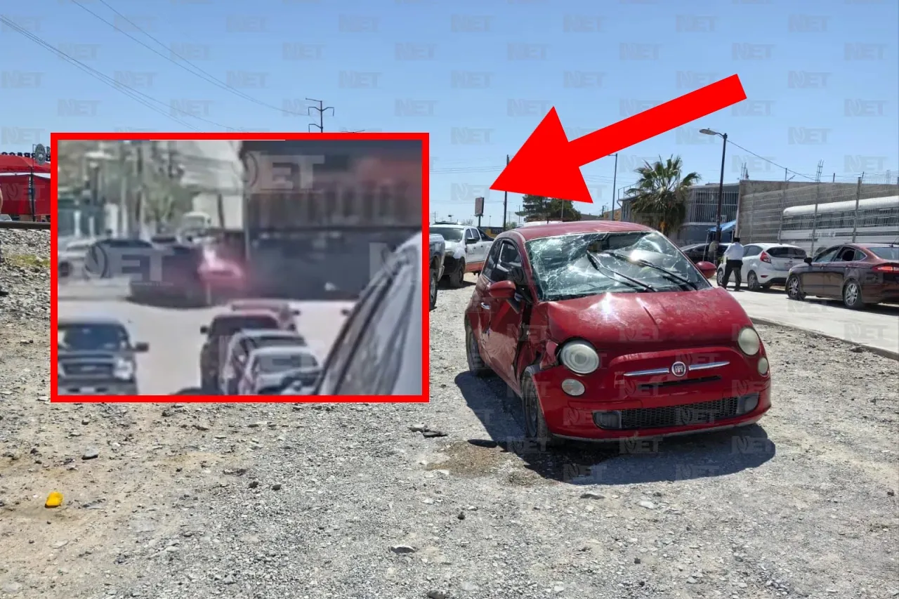 Captan momento en que tren impacta a auto en Ciudad Juárez