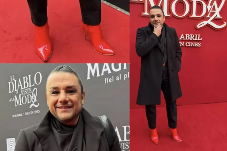 Destaca Esteban Macías por usar tacones en premiere El Diablo Viste a la Moda 2
