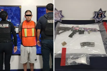 Detienen a hombre con arma larga y droga en Ciudad Juárez