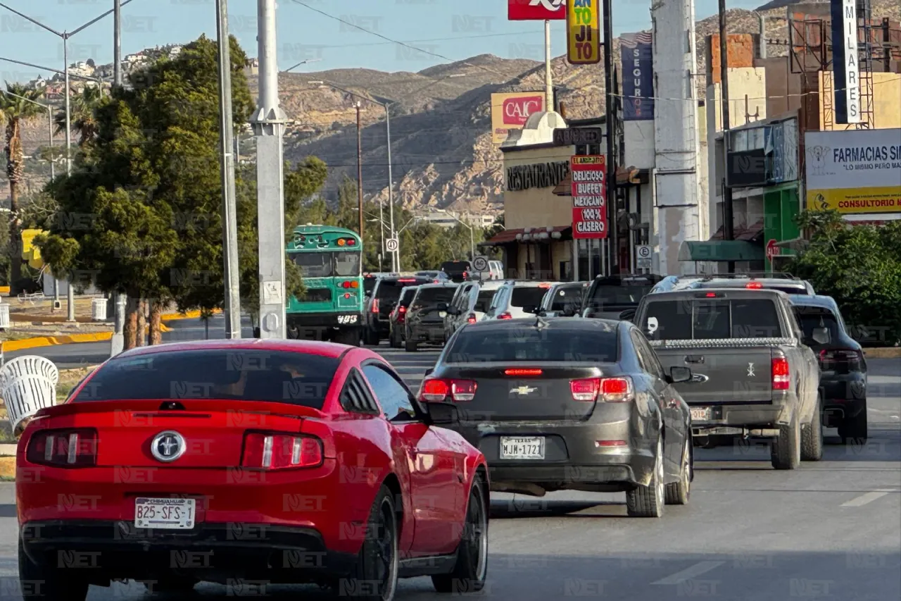 Filas moderadas en cruces fronterizos de Juárez